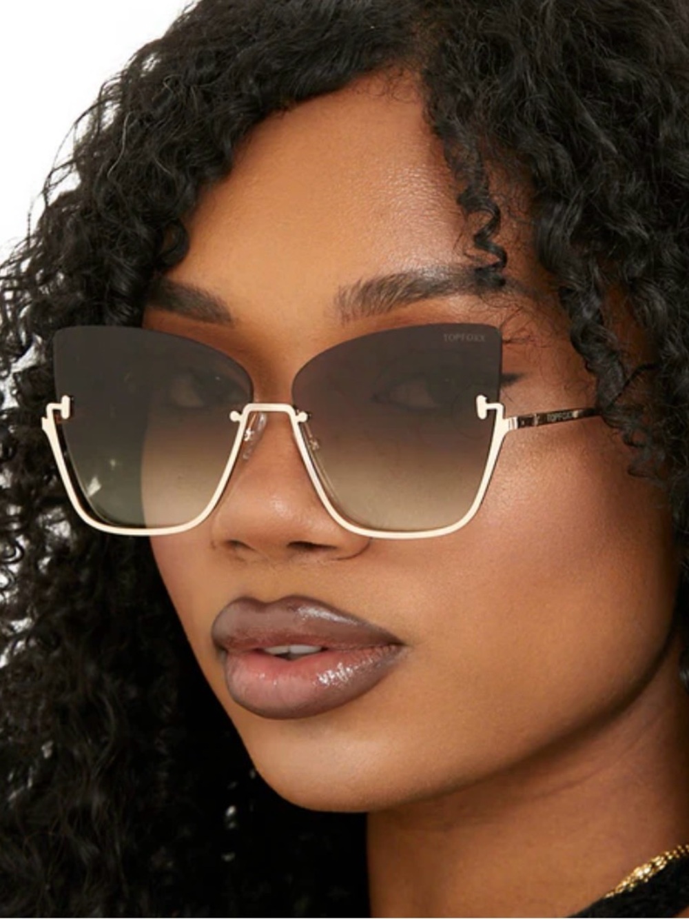 Topfoxx Rose Gold Frame Brown Gradient Lens Women's Sunglasses - Picture 7 of 7